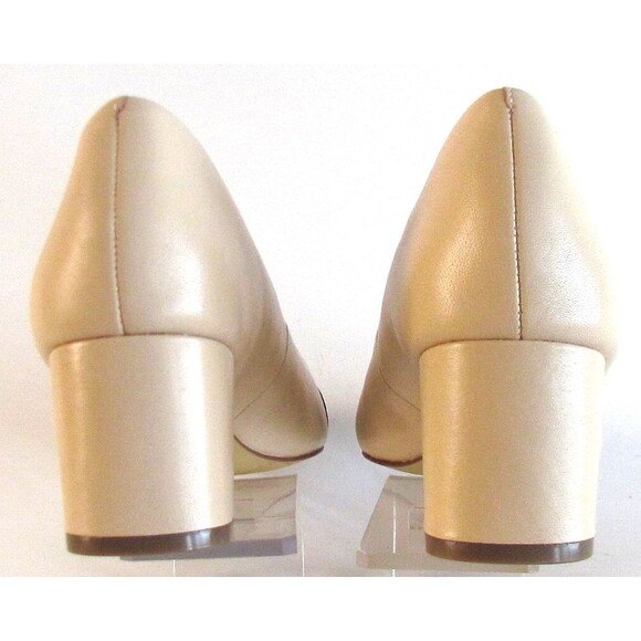 DESIGNER J. CREW BEIGE/BLACK TWO -TONE ROUND TOE 2.25" BLOCK HEEL SIZE 8.5 M - Picture 8 of 15